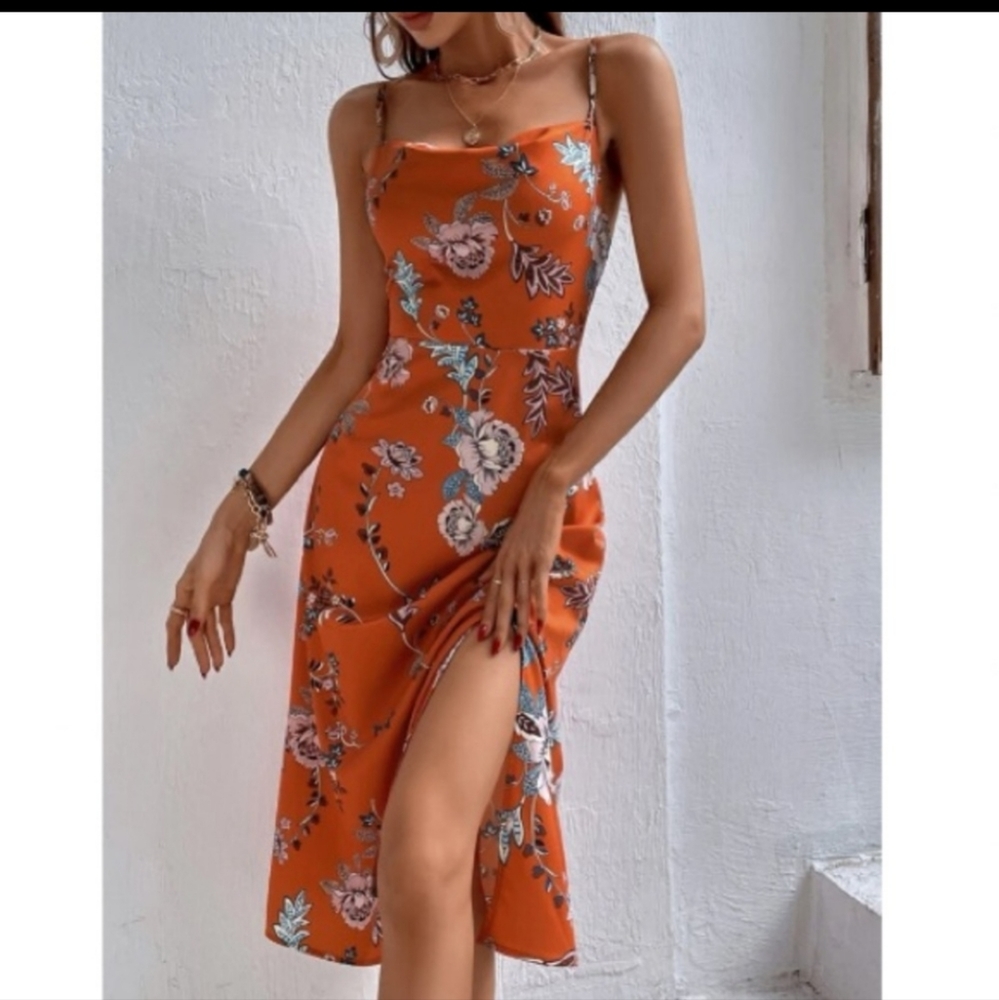 Boho Burnt Orange Dress - Picture 1 of 8